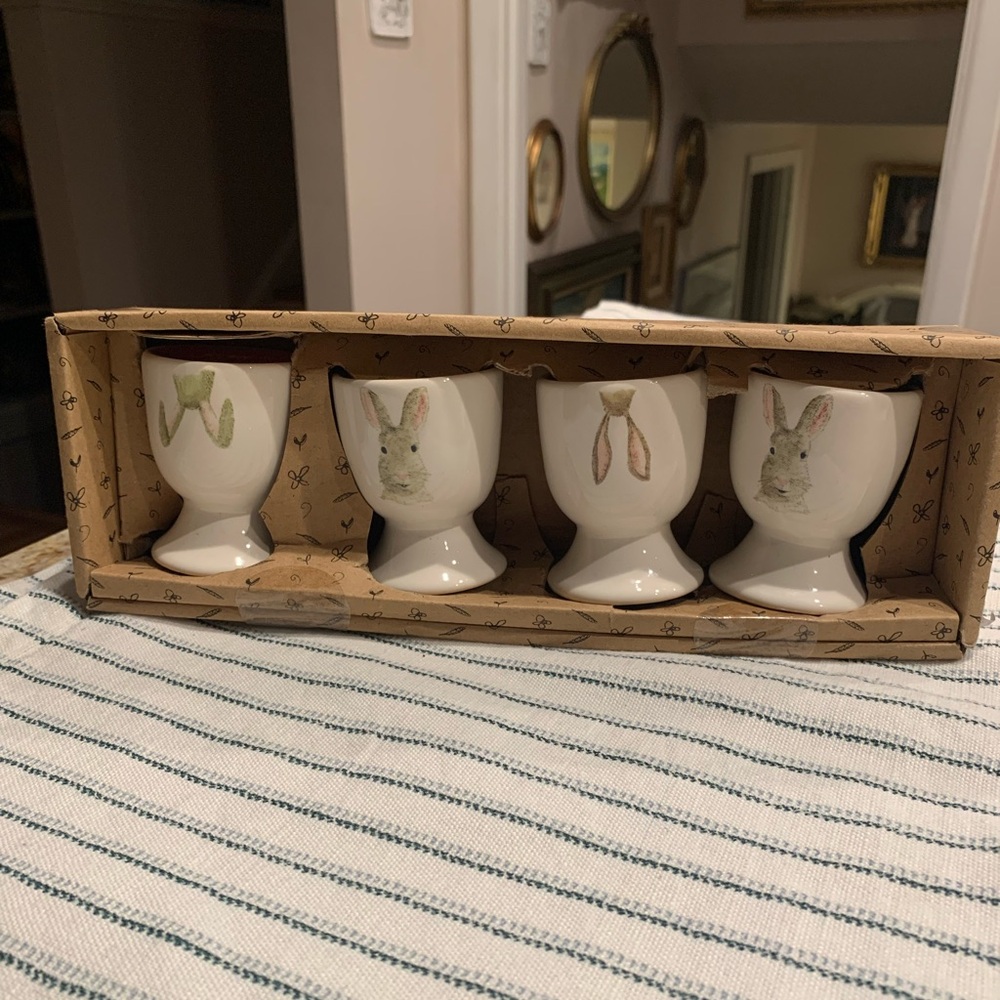 Rae Dunn White Easter Egg Cups with Bunny Design